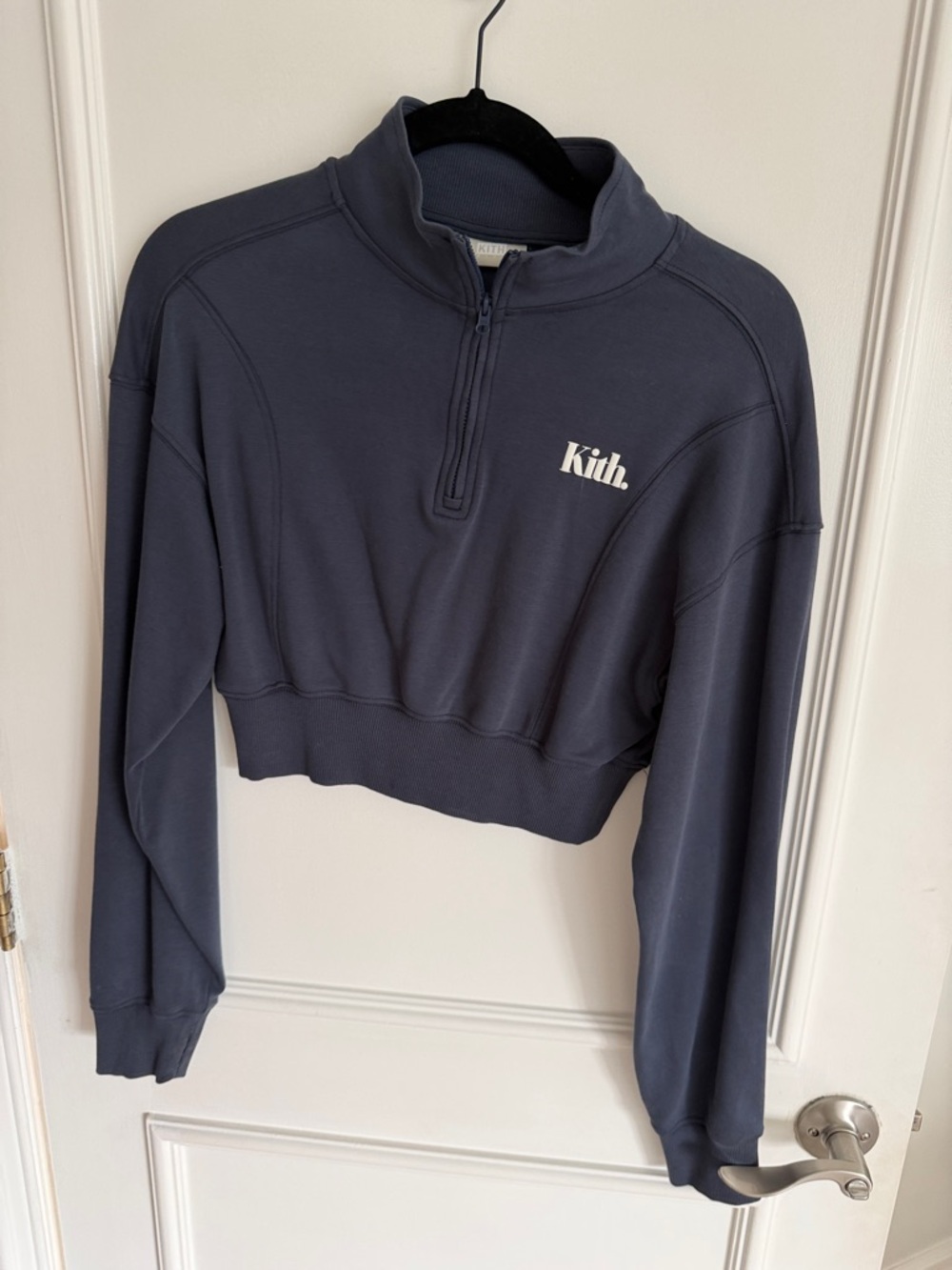 Kith Cropped Quarter-Zip Sweatshirt in Navy